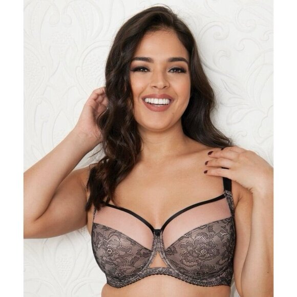 Curvy Kate 40D Bra Black Rose Lace Victory Amore Balcony Unlined Underwire - Picture 1 of 8